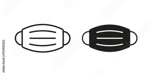 Face mask icon pictogram template, Simple outline and filled style.