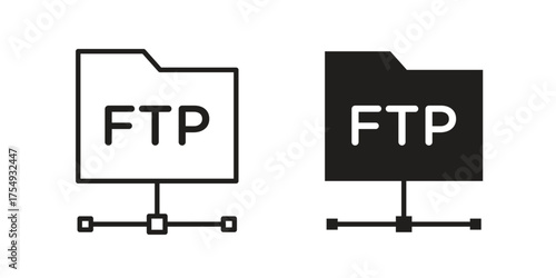 FTP icon pictogram template, Simple outline and filled style.