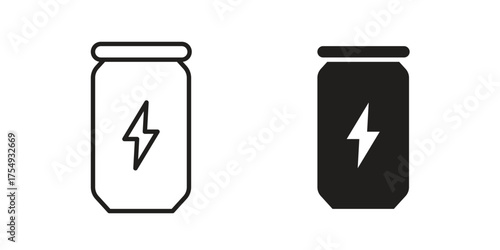 Energy drink icon pictogram template, Simple outline and filled style.