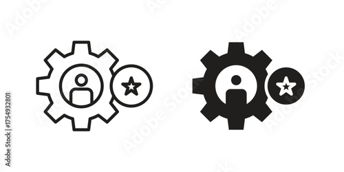 Employee skills icon pictogram template, Simple outline and filled style.