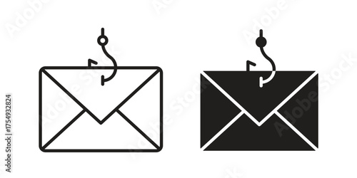 Email phishing icon pictogram template, Simple outline and filled style.
