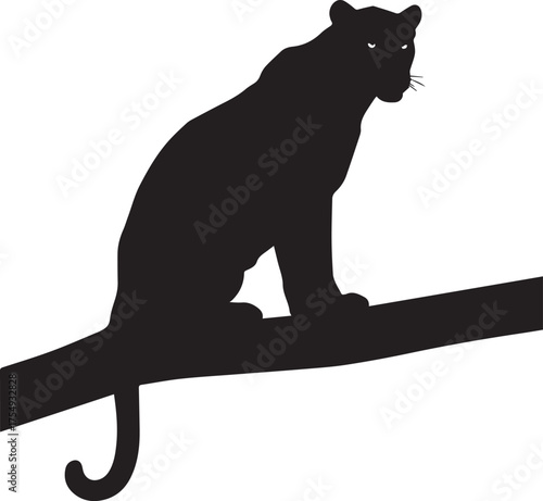 Majestic silhouette of a black panther perched on a branch serene wildlife majesty