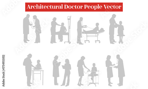 Architectural Doctor People Vector Illustrations | Medical Staff Line Art for Design and Architecture