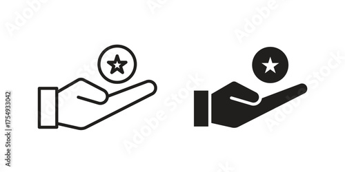 Earn point icon pictogram template, Simple outline and filled style.