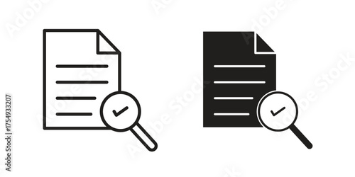 Document verification icon pictogram template, Simple outline and filled style.