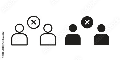 Disagreement icon pictogram template, Simple outline and filled style.