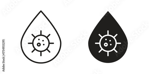 Dirty water drop icon pictogram template, Simple outline and filled style.