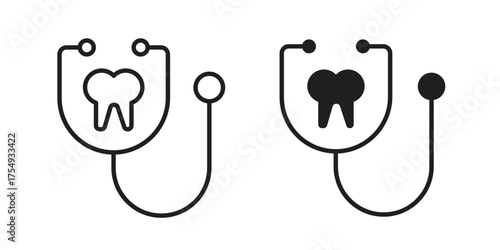 Dental care icon pictogram template, Simple outline and filled style.