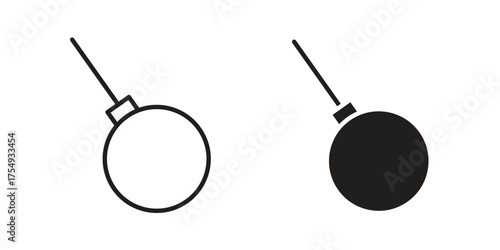 Demolition ball icon pictogram template, Simple outline and filled style.