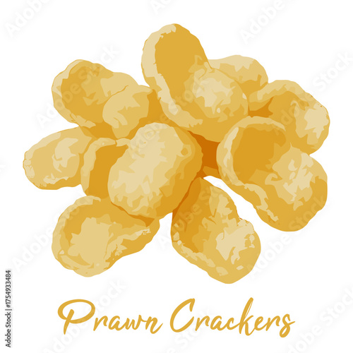 prawn cracker in watercolor illustration style, isolated vector on white background
