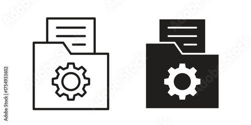 Data management icon pictogram template, Simple outline and filled style.