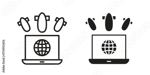 Ddos icon pictogram template, Simple outline and filled style.