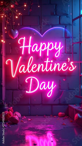 Neon heart sign with 