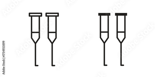 Crutch icon pictogram template, Simple outline and filled style.