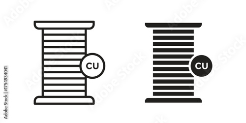 Copper icon pictogram template, Simple outline and filled style.