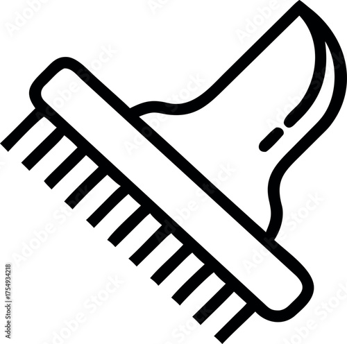 Vector art of black outline icon of a scrub brush for cleaning purposes