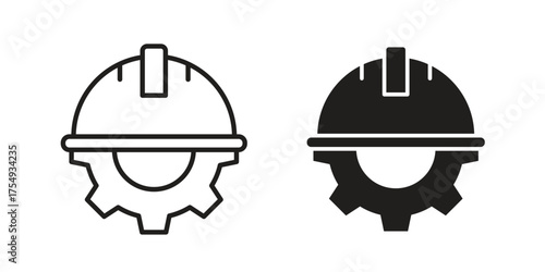 Construction worker icon pictogram template, Simple outline and filled style.