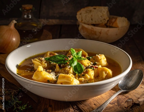 Pasta tortellini al brodo italian gourmet food dish 