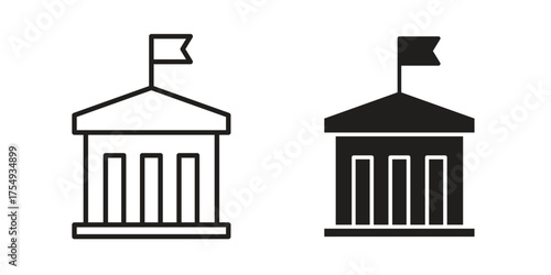 City hall building icon pictogram template, Simple outline and filled style.