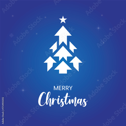 Merry Christmas Growth Tree with Upward Arrows