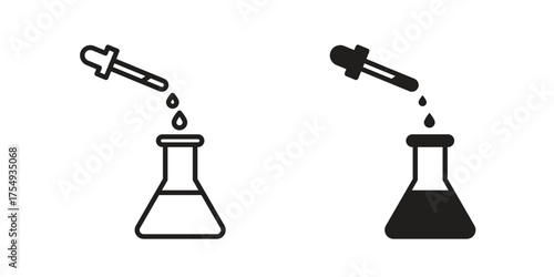 Chemical test icon pictogram template, Simple outline and filled style.