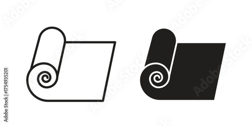 Carpet roll icon pictogram template, Simple outline and filled style.