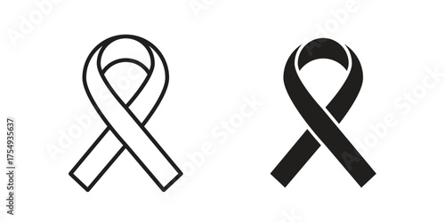 Cancer ribbon icon pictogram template, Simple outline and filled style.