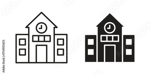Campus icon pictogram template, Simple outline and filled style.