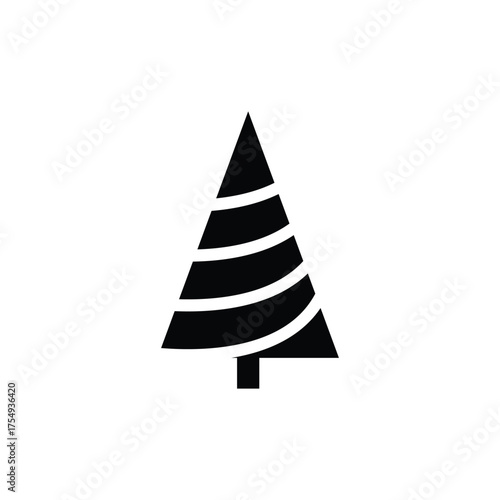 Minimalist Black Christmas Tree with Star Icon