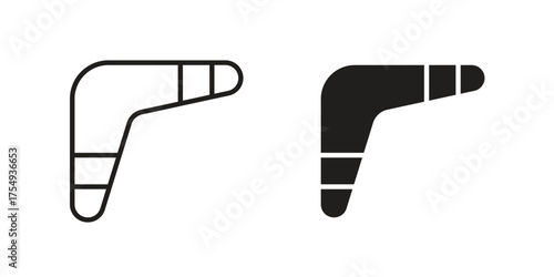 Boomerang icon pictogram template, Simple outline and filled style.