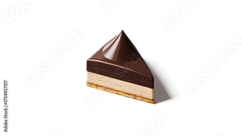 Chocolate cake with milk and chocolate coating, white background