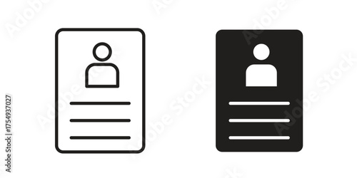 Biography icon pictogram template, Simple outline and filled style.