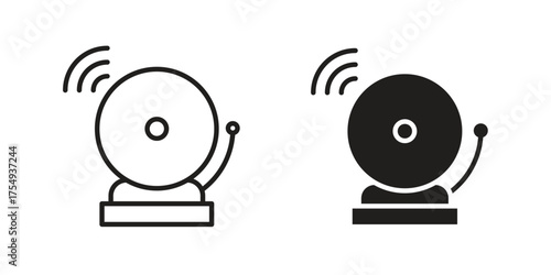 Bell school icon pictogram template, Simple outline and filled style.