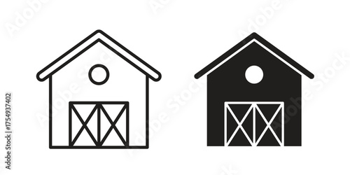 Barn icon pictogram template, Simple outline and filled style.