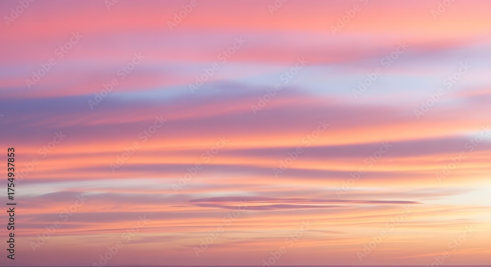 Fototapeta premium Soft pastel sunset sky with gentle horizontal hues of pink orange purple and yellow