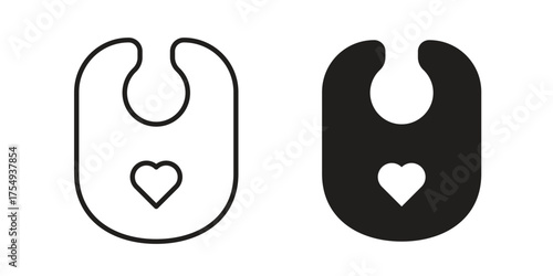 Baby bib icon pictogram template, Simple outline and filled style.