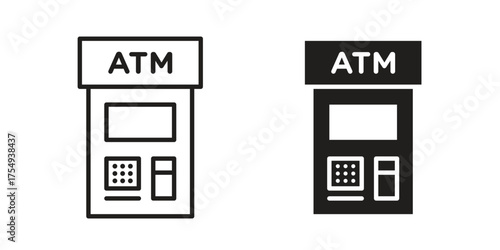 Atm icon pictogram template, Simple outline and filled style.