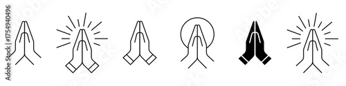 Folded hands. Pray icon, gratitude symbol.Prayer and respect icon. Namaste, Thank You, Emoji. A sign of gratitude with folded hands.