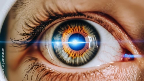 Close-Up of an Iridescent Eye with Vibrant Colors and Intricate Details Captured for Artistic Perspective in Photography