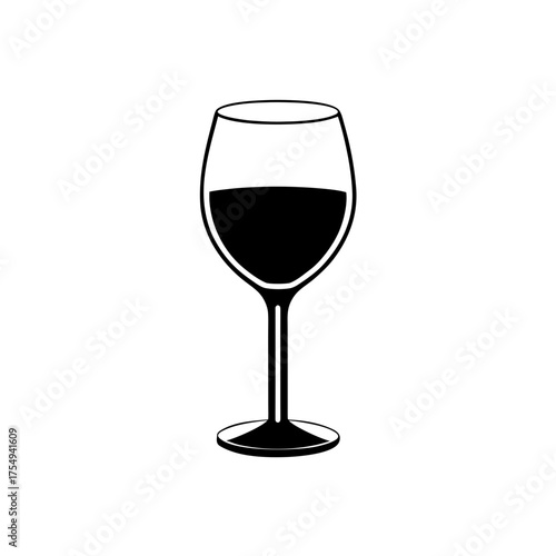 Red wine glass half full vector illustration scalable graphic silhouette