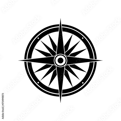 Vintage compass rose vector illustration nautical navigation symbol scalable graphic element silhouette