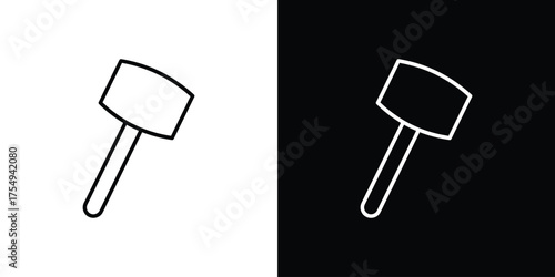 Wooden mallet icon concept. Thin line symbol pack.