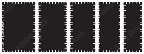 Set of blank rectangle and square Postage stamp frames. Postage stamp vector icons, Postage stamp set. Mockup postage stamps, Blank postage stamp borders templates