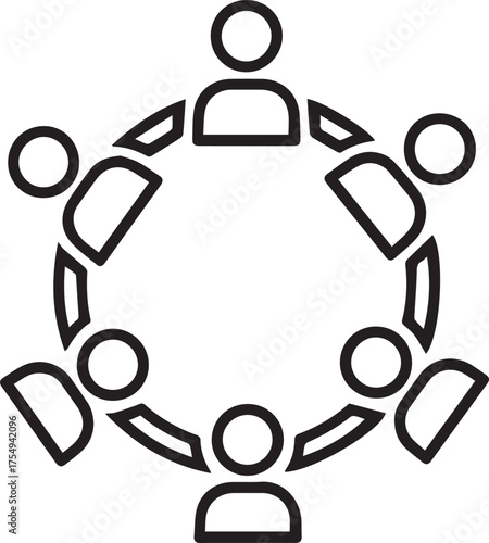 Diverse team collaborating in a circular meeting, fostering unity and shared ideas for business success and professional growth.
