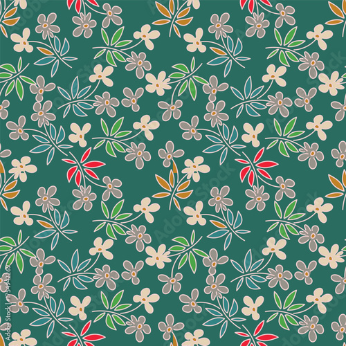 Big flowers pattern, upscale floral pattern. graphical textures floral, trendy colors pattern , flowers background with leaves. vector illustration.
