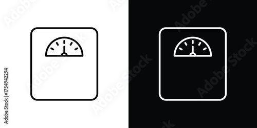 Weight scale icon concept. Thin line symbol pack.