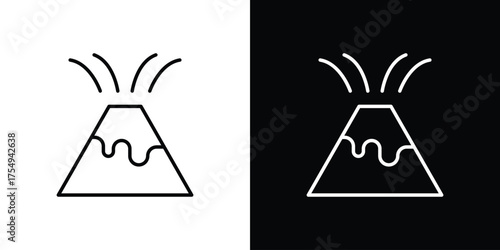 Volcano eruption icon concept. Thin line symbol pack.