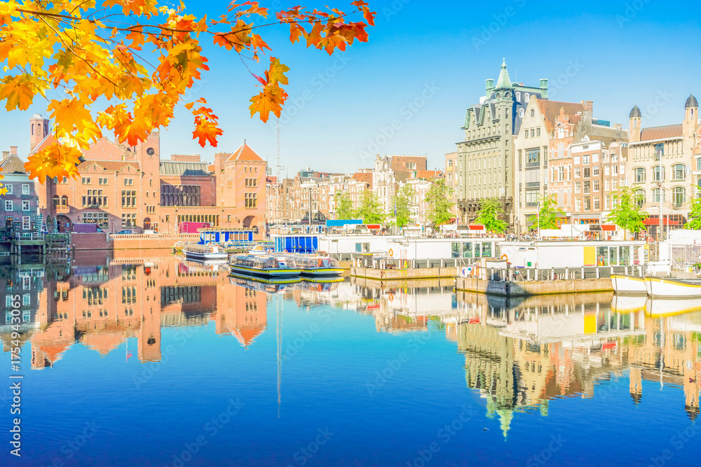 Fototapeta premium Houses of Amsterdam, Netherlands