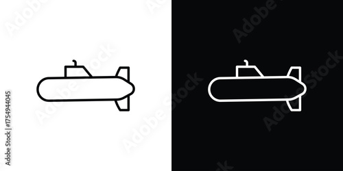 Submarine icon concept. Thin line symbol pack.