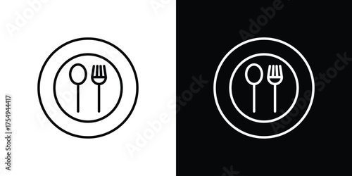 Spoon and Fork icon concept. Thin line symbol pack.